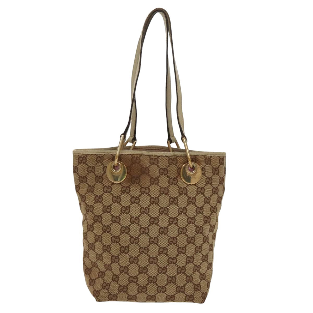 GUCCI GG Canvas Tote Bag Beige Gold 120840 Auth fm4073 - 0