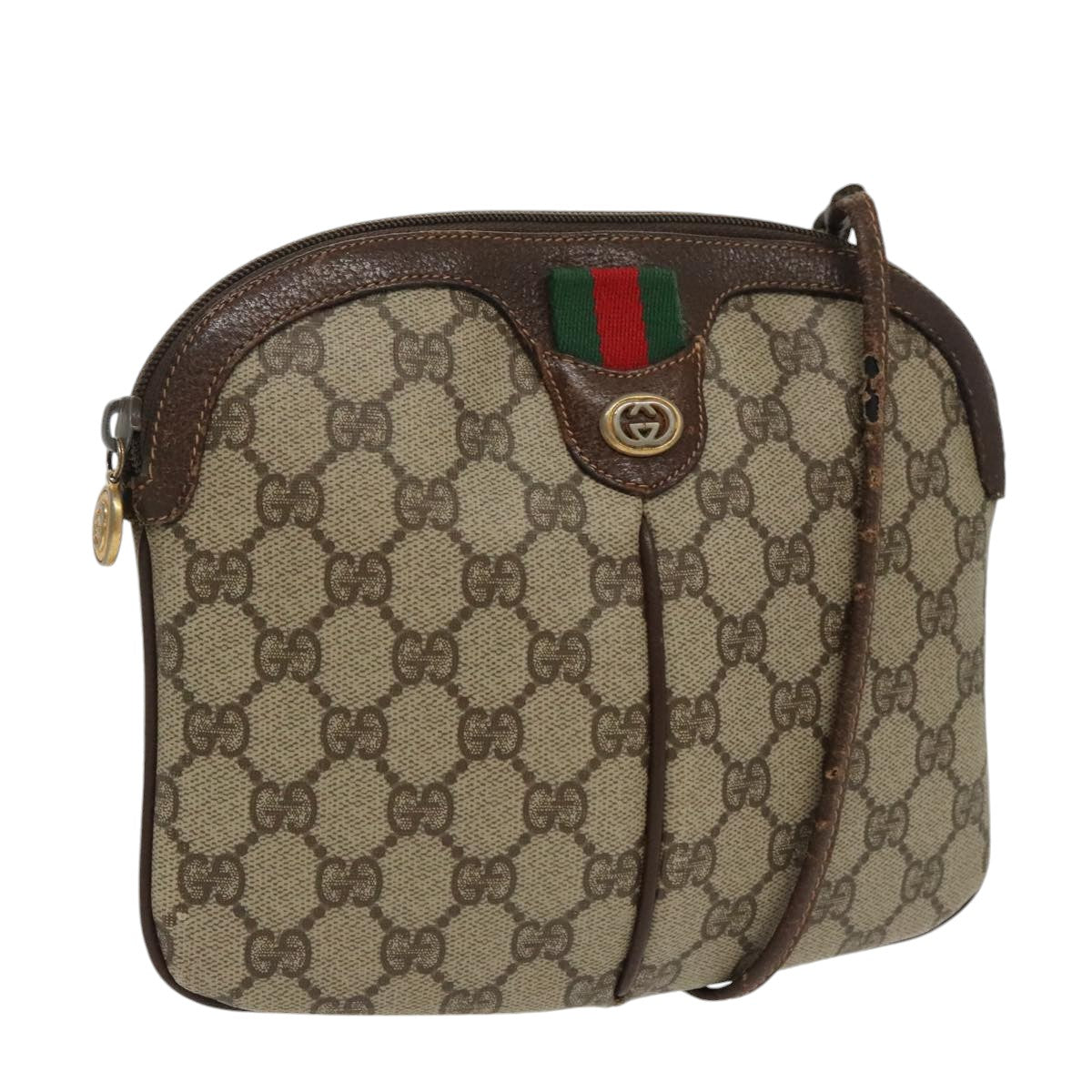 GUCCI GG Supreme Web Sherry Line Shoulder Bag PVC Beige 904 02 047 Auth fm4102