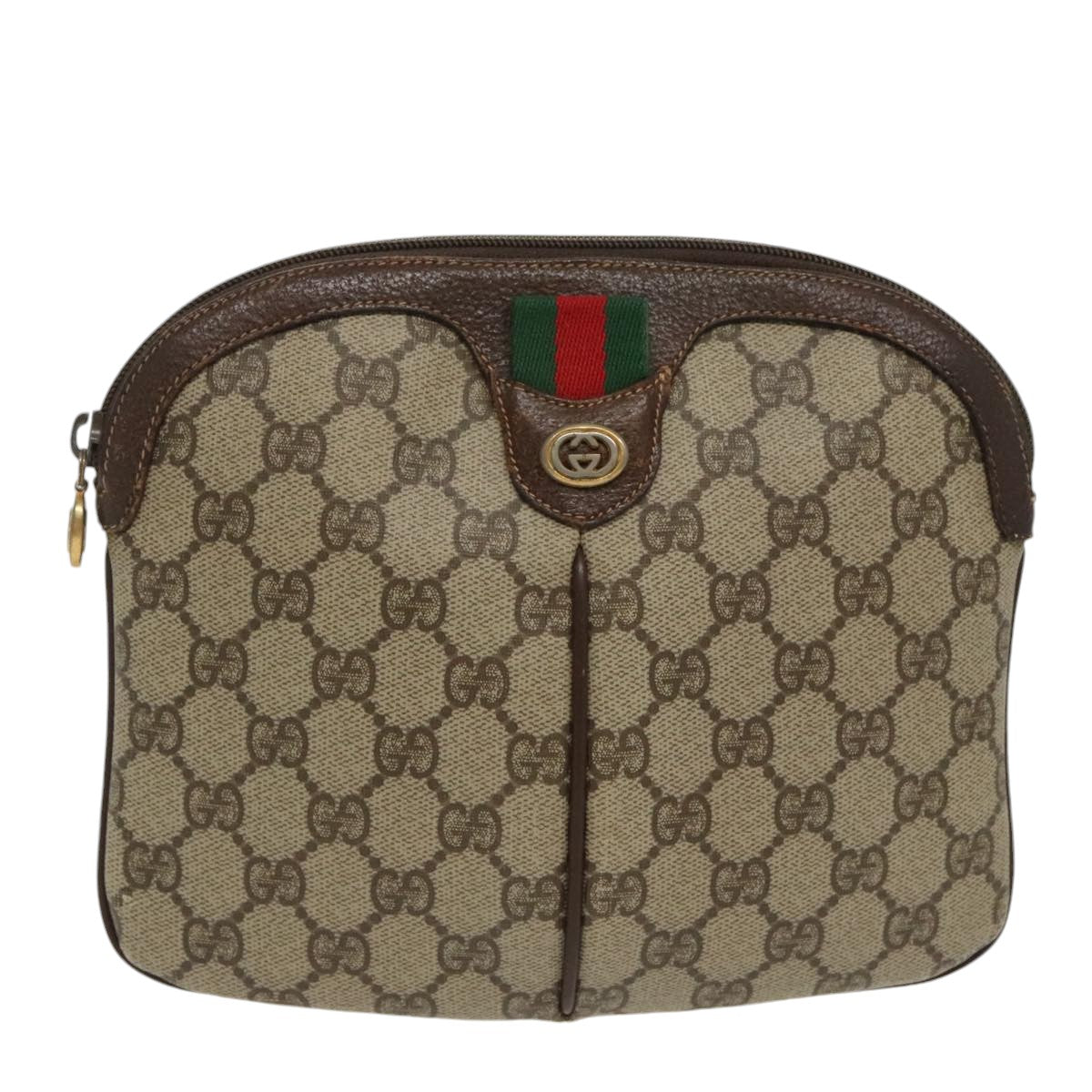 GUCCI GG Supreme Web Sherry Line Shoulder Bag PVC Beige 904 02 047 Auth fm4102