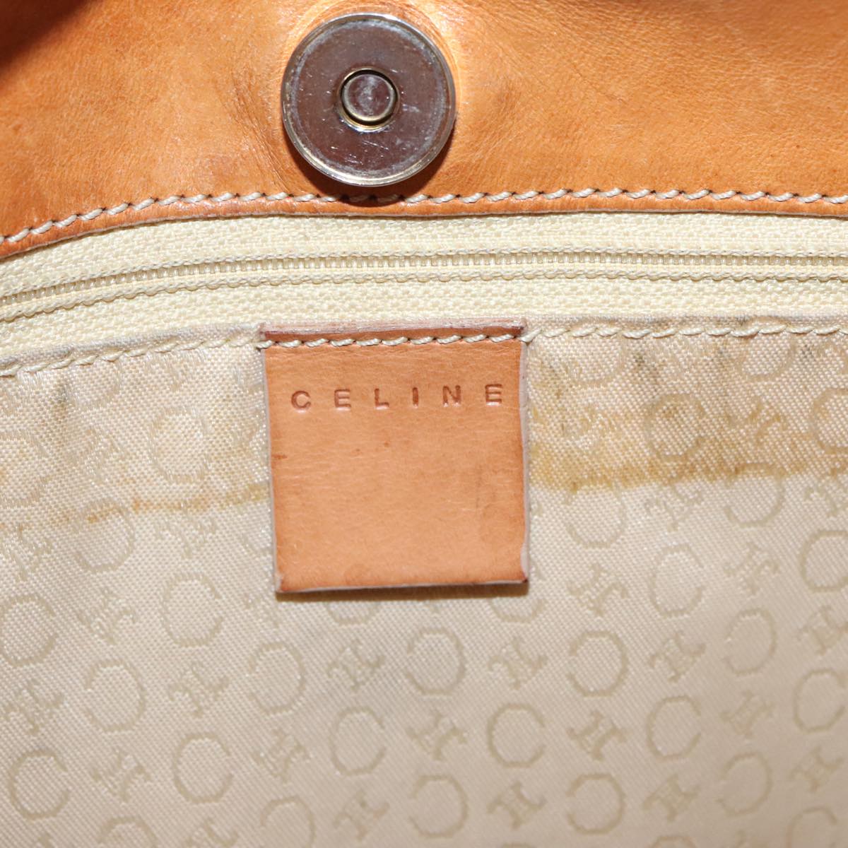 CELINE C Macadam Canvas Shoulder Bag Suede Pink Gold Auth fm4104