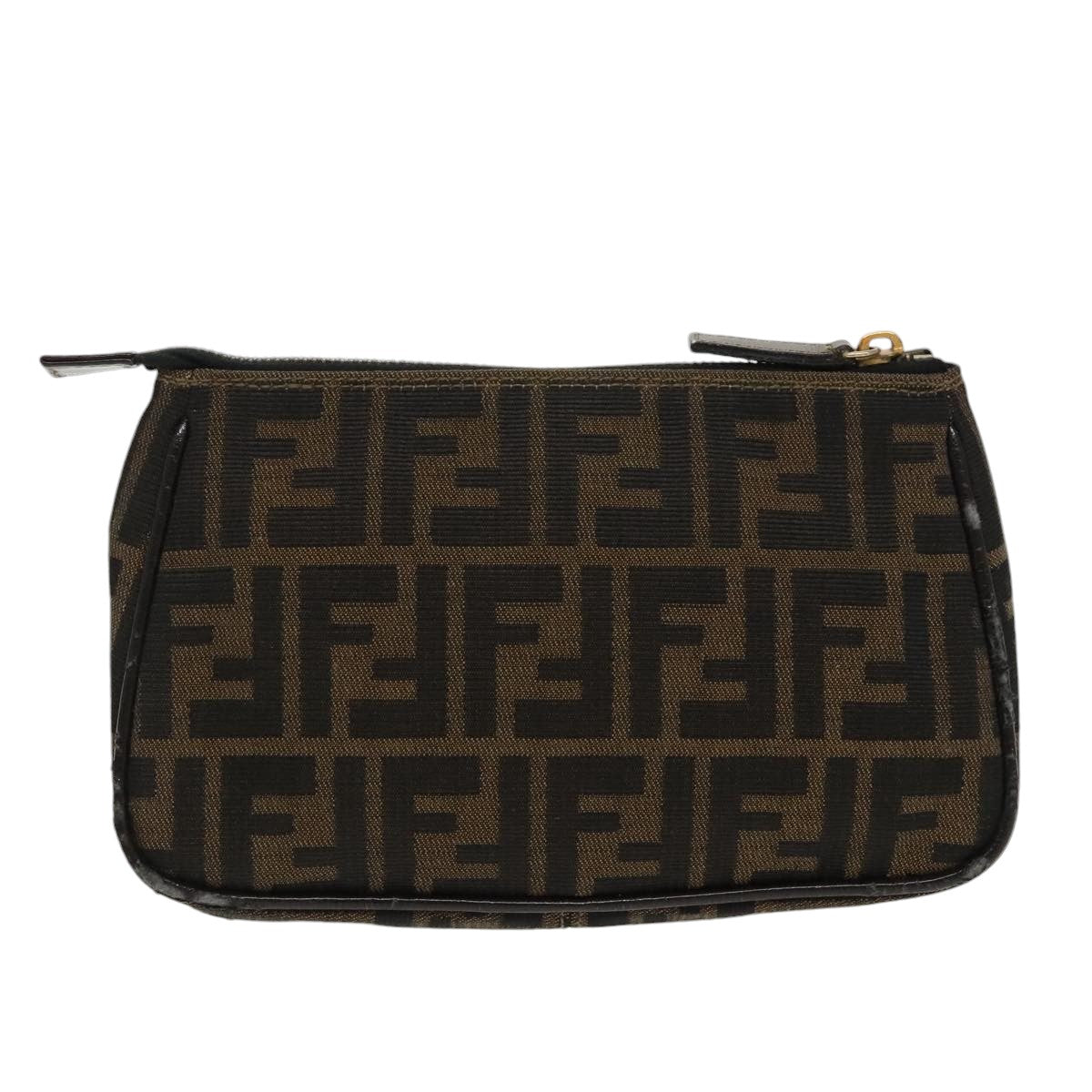 FENDI Zucca Canvas Pouch Brown Black Auth fm4107 - 0