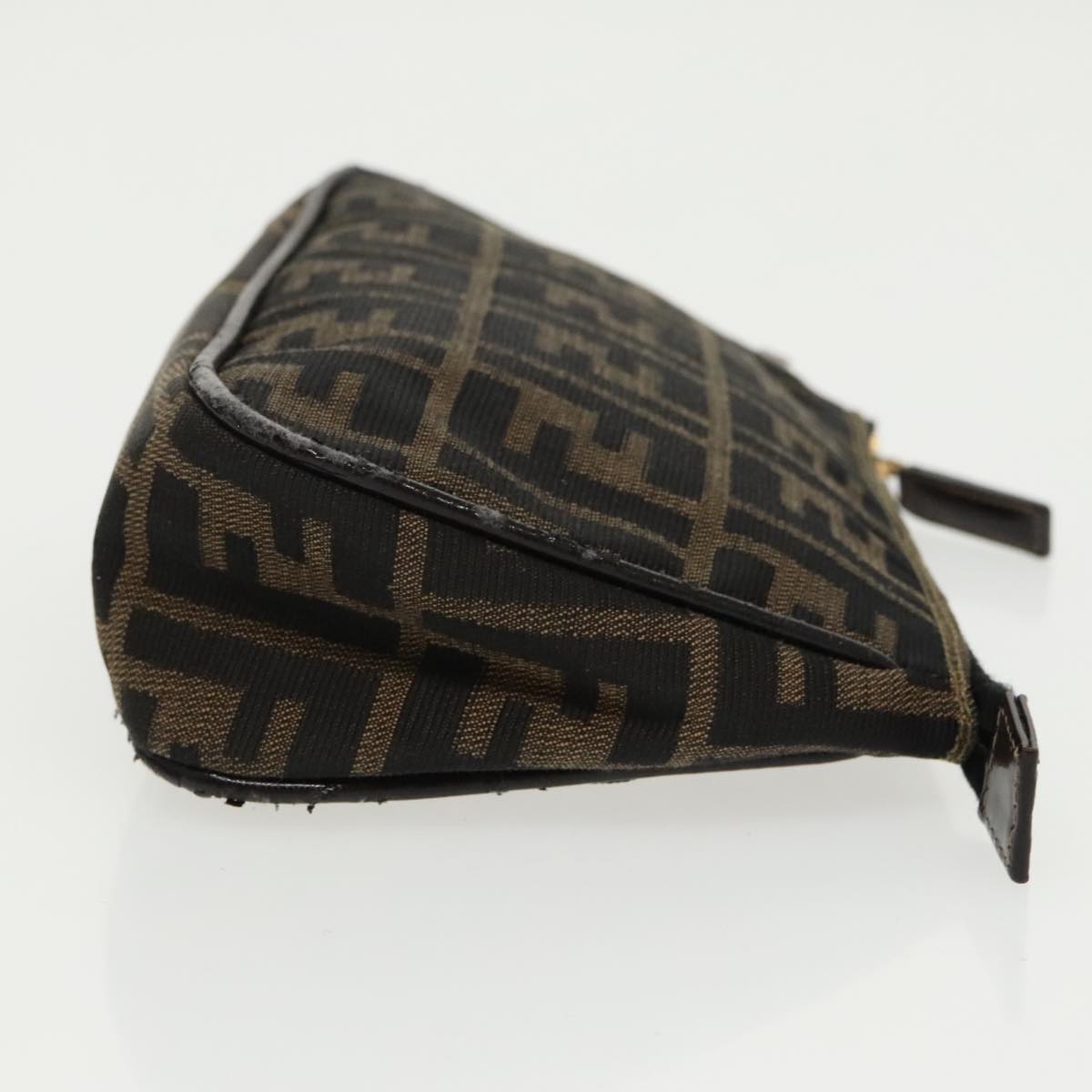 FENDI Zucca Canvas Pouch Brown Black Auth fm4107