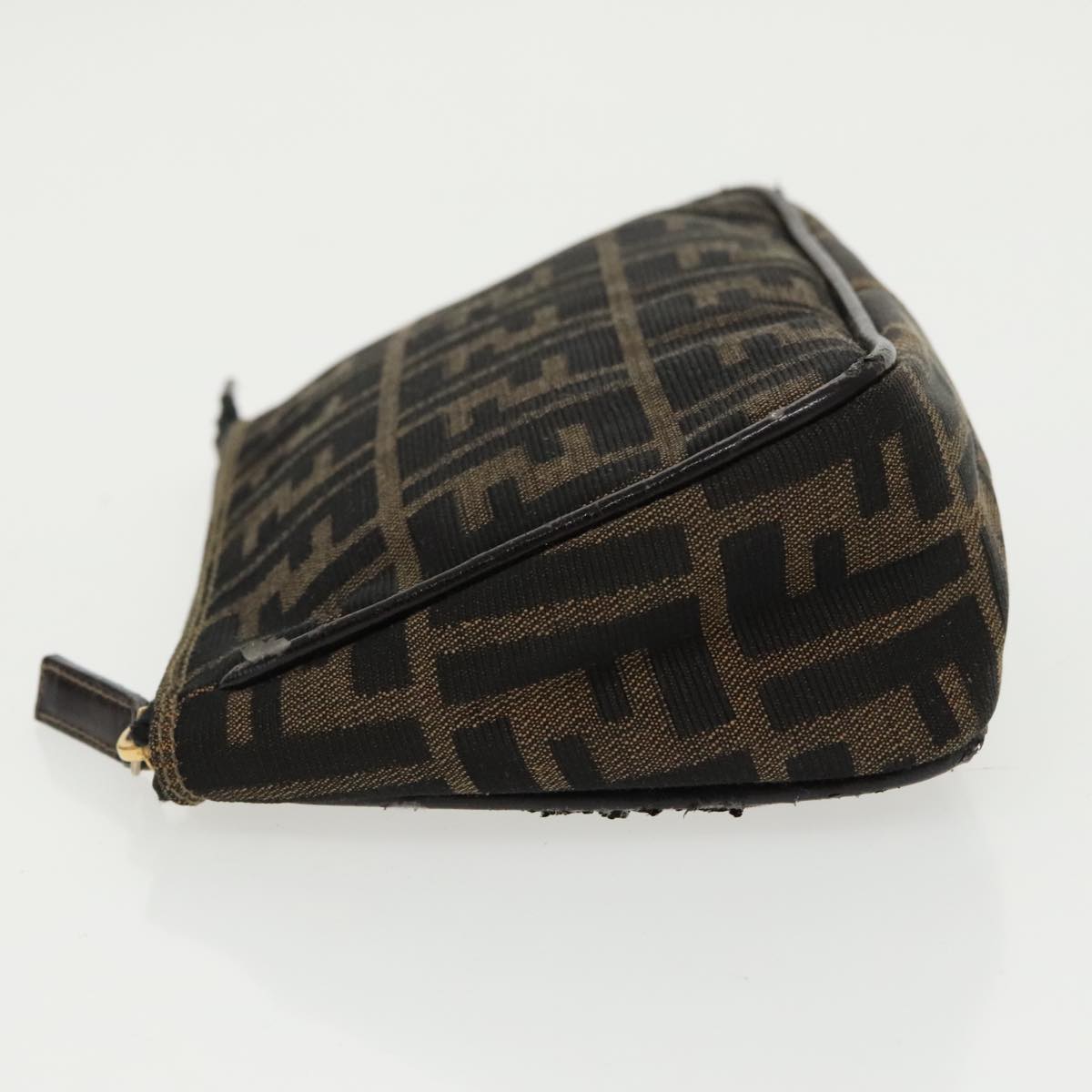 FENDI Zucca Canvas Pouch Brown Black Auth fm4107