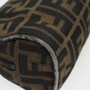 FENDI Zucca Canvas Pouch Brown Black Auth fm4108-16