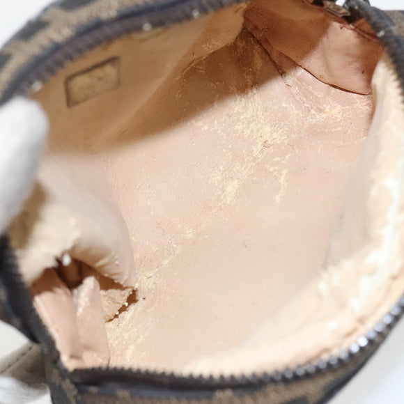 FENDI Zucca Canvas Pouch Brown Black Auth fm4108