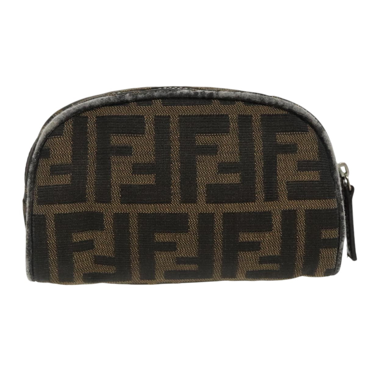 FENDI Zucca Canvas Pouch Brown Black Auth fm4108