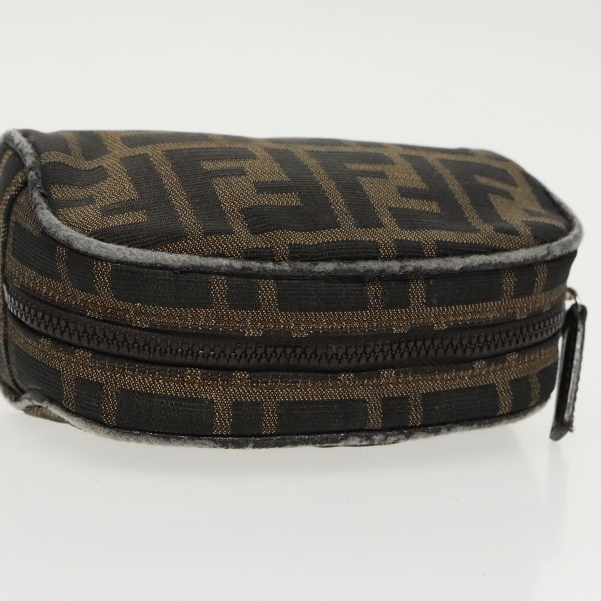 FENDI Zucca Canvas Pouch Brown Black Auth fm4108