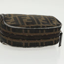 FENDI Zucca Canvas Pouch Brown Black Auth fm4108-5