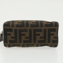 FENDI Zucca Canvas Pouch Brown Black Auth fm4108-6