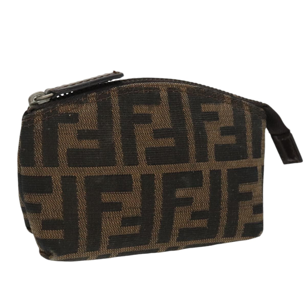 FENDI Zucca Canvas Pouch Brown Black Auth fm4109