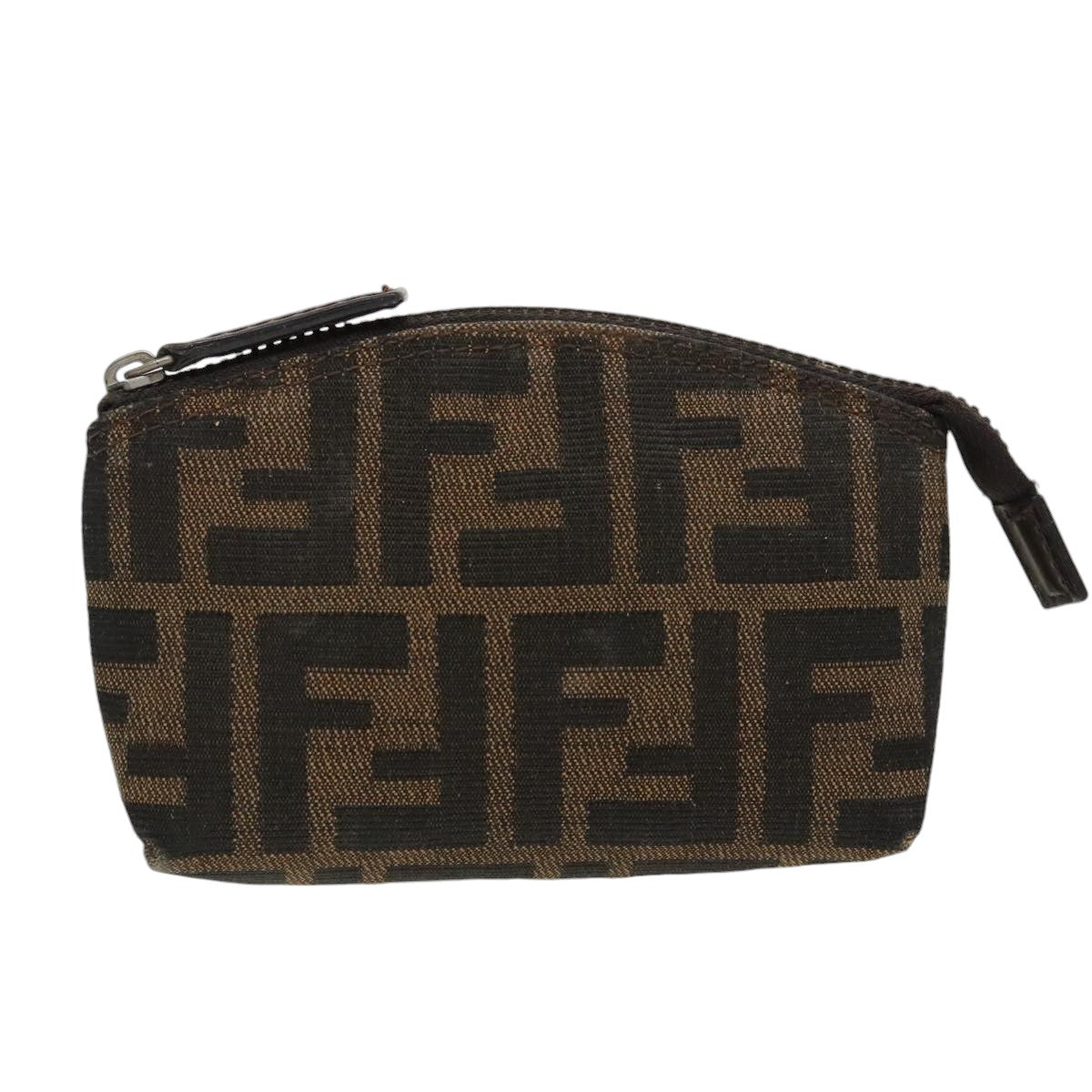 FENDI Zucca Canvas Pouch Brown Black Auth fm4109