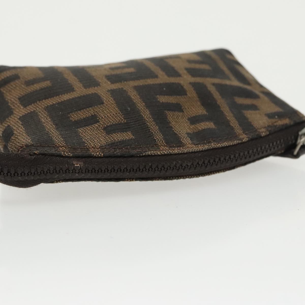 FENDI Zucca Canvas Pouch Brown Black Auth fm4109