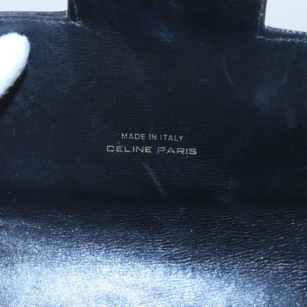 CELINE Horsebit Shoulder Bag Leather Black Gold Auth fm4116