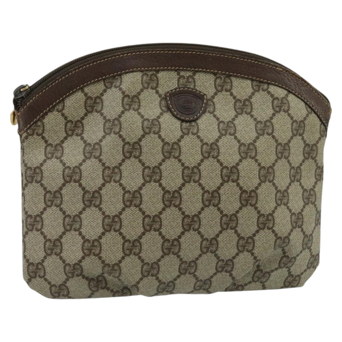 GUCCI GG Supreme Clutch Bag PVC Beige Auth fm4139