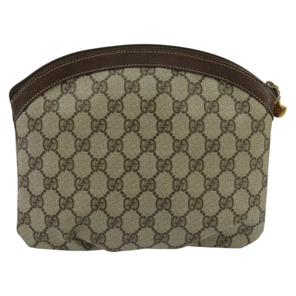 GUCCI GG Supreme Clutch Bag PVC Beige Auth fm4139