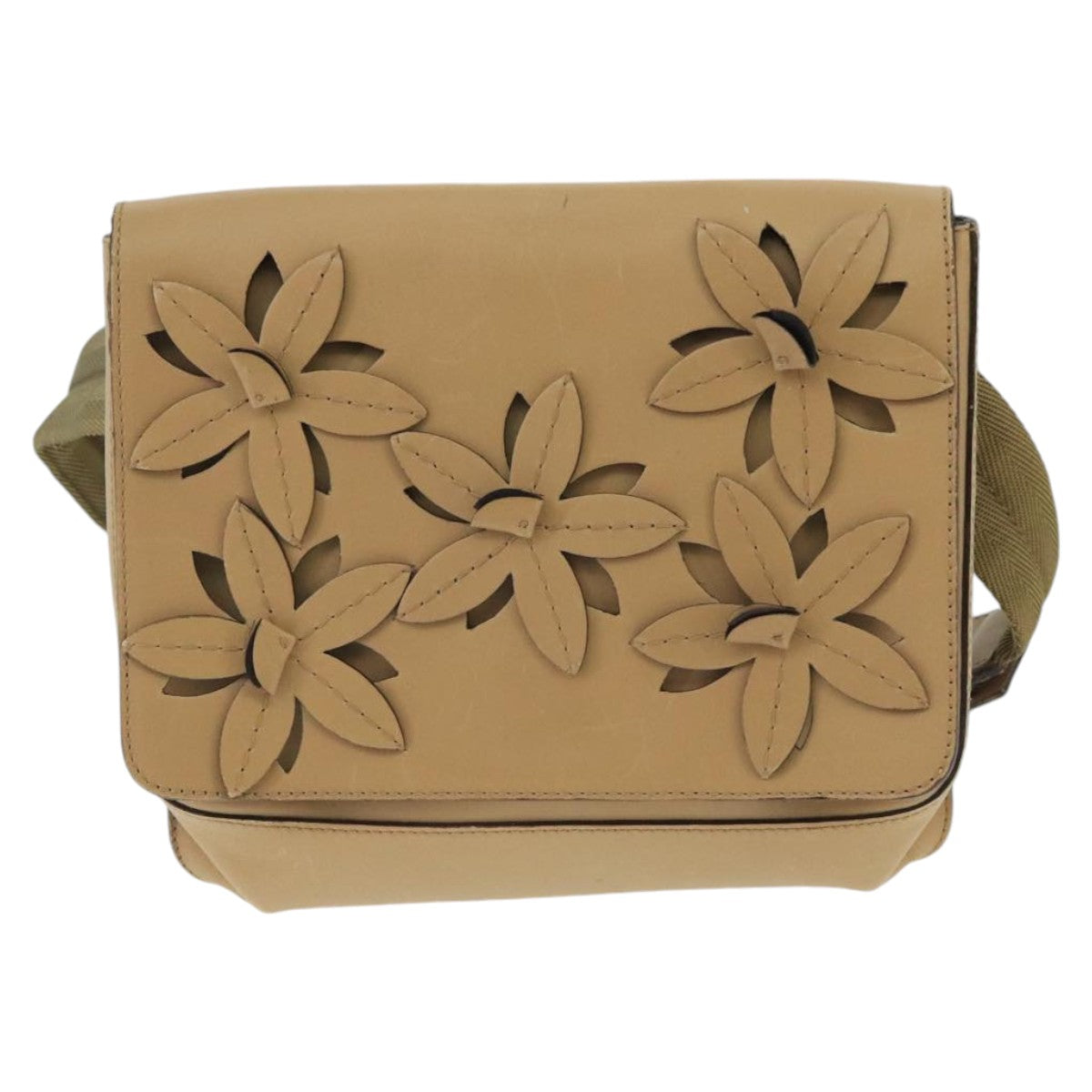 PRADA Waist bag Leather Beige Auth fm4140