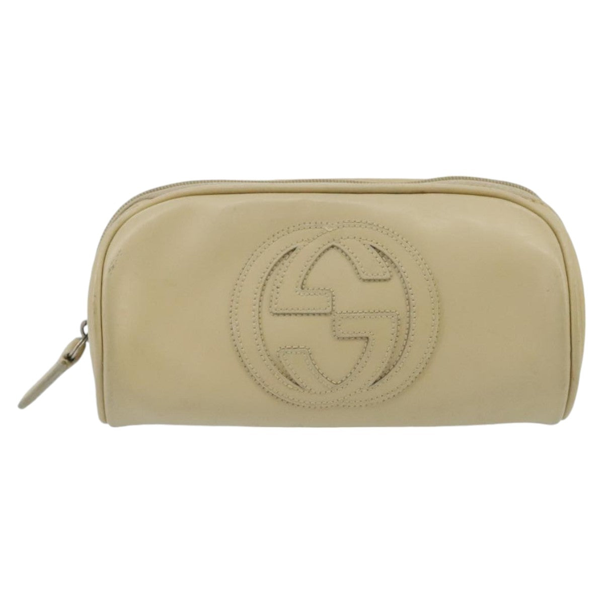 GUCCI Pouch Patent leather Beige Auth fm4142 - 0