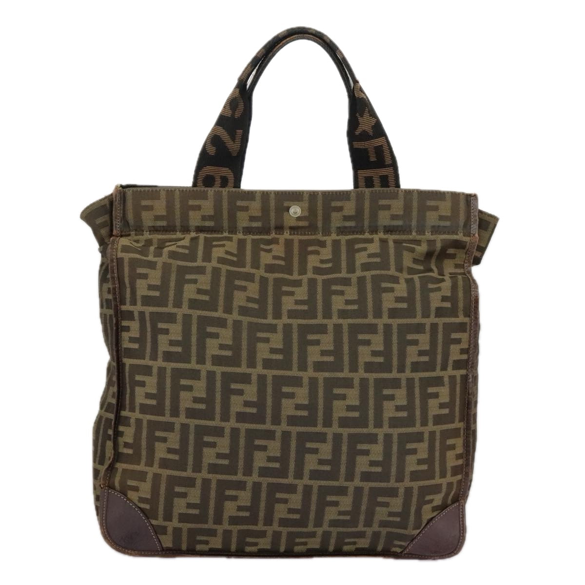 FENDI Zucca Canvas Tote Bag Brown Black Auth fm4146 - 0