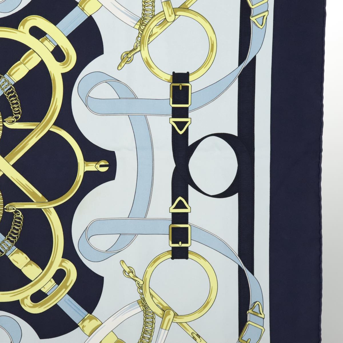 HERMES Carre 90 Scarf ""Eperon dor"" Silk Baby Blue Auth fm4158