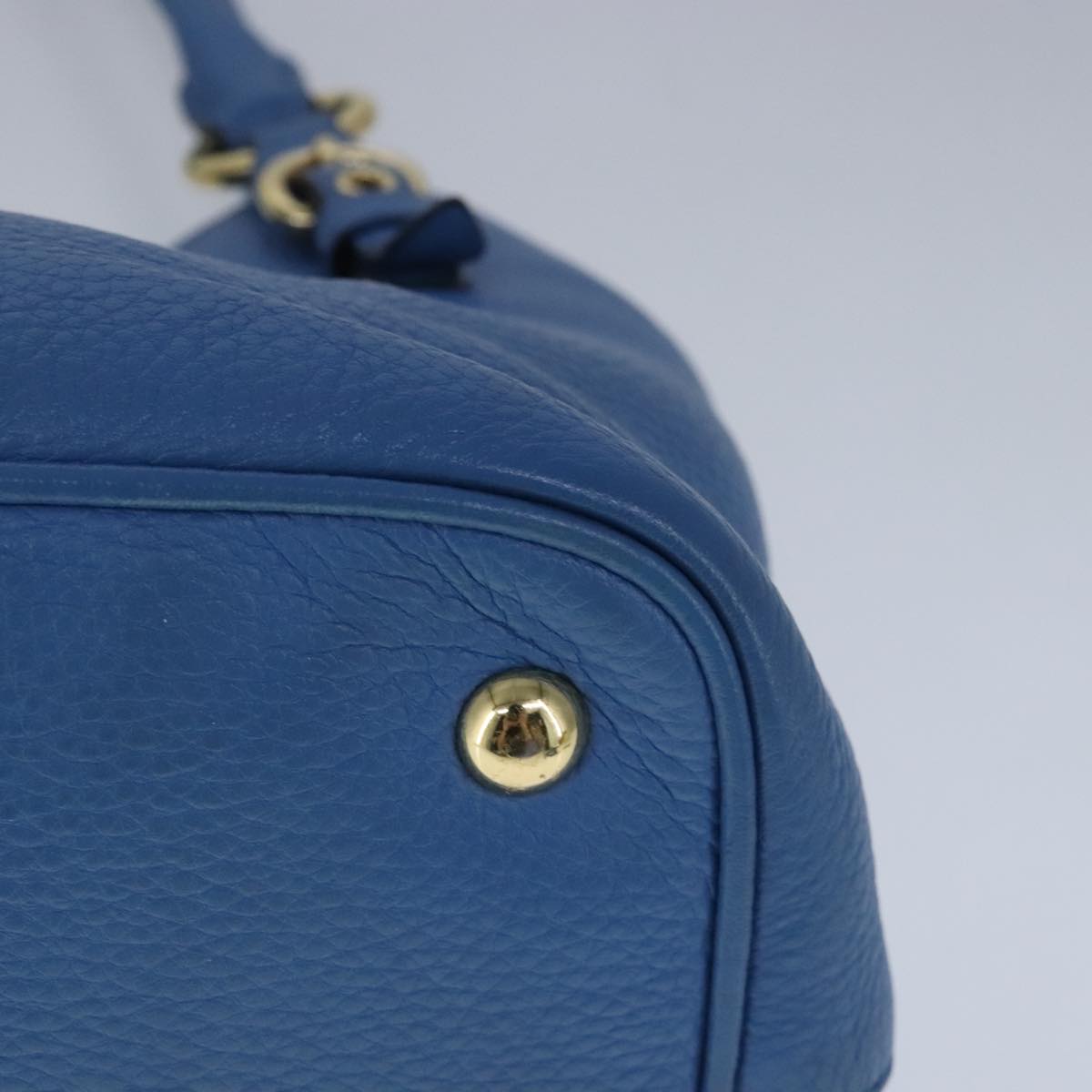 Miu Miu Hand Bag Leather 2way Blue Gold Auth fm4163