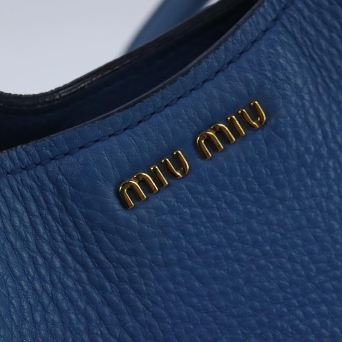 Miu Miu Hand Bag Leather 2way Blue Gold Auth fm4163