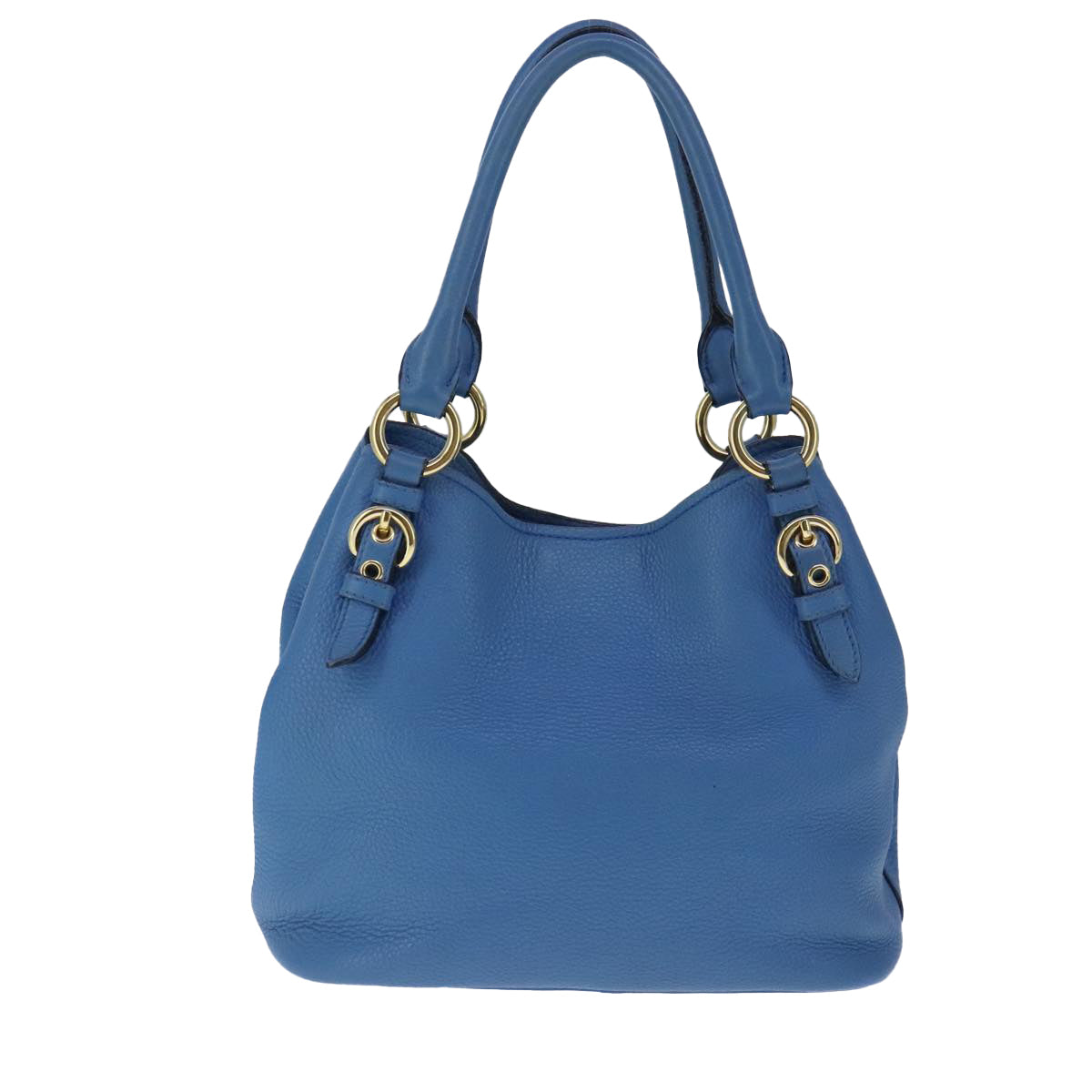 Miu Miu Hand Bag Leather 2way Blue Gold Auth fm4163