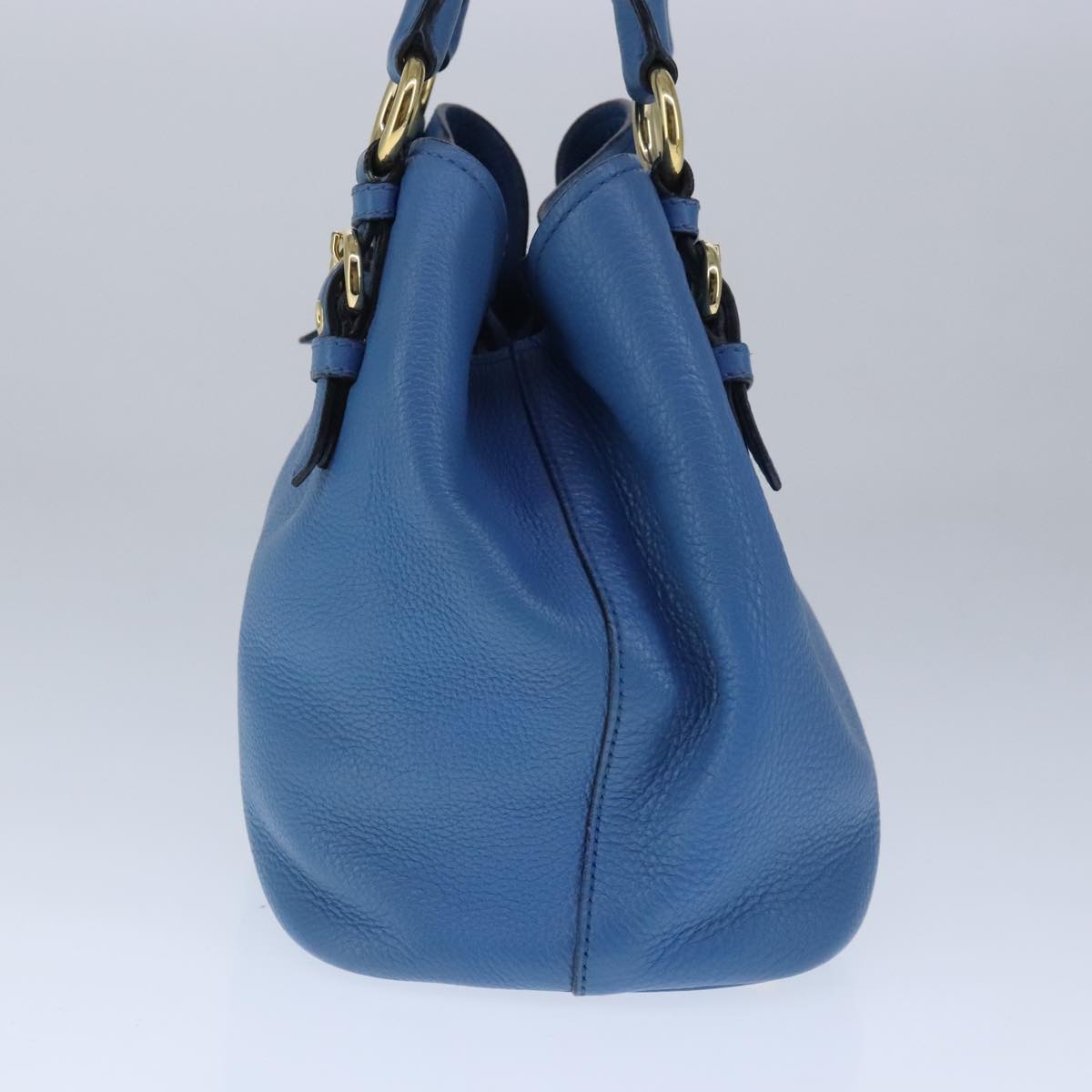 Miu Miu Hand Bag Leather 2way Blue Gold Auth fm4163