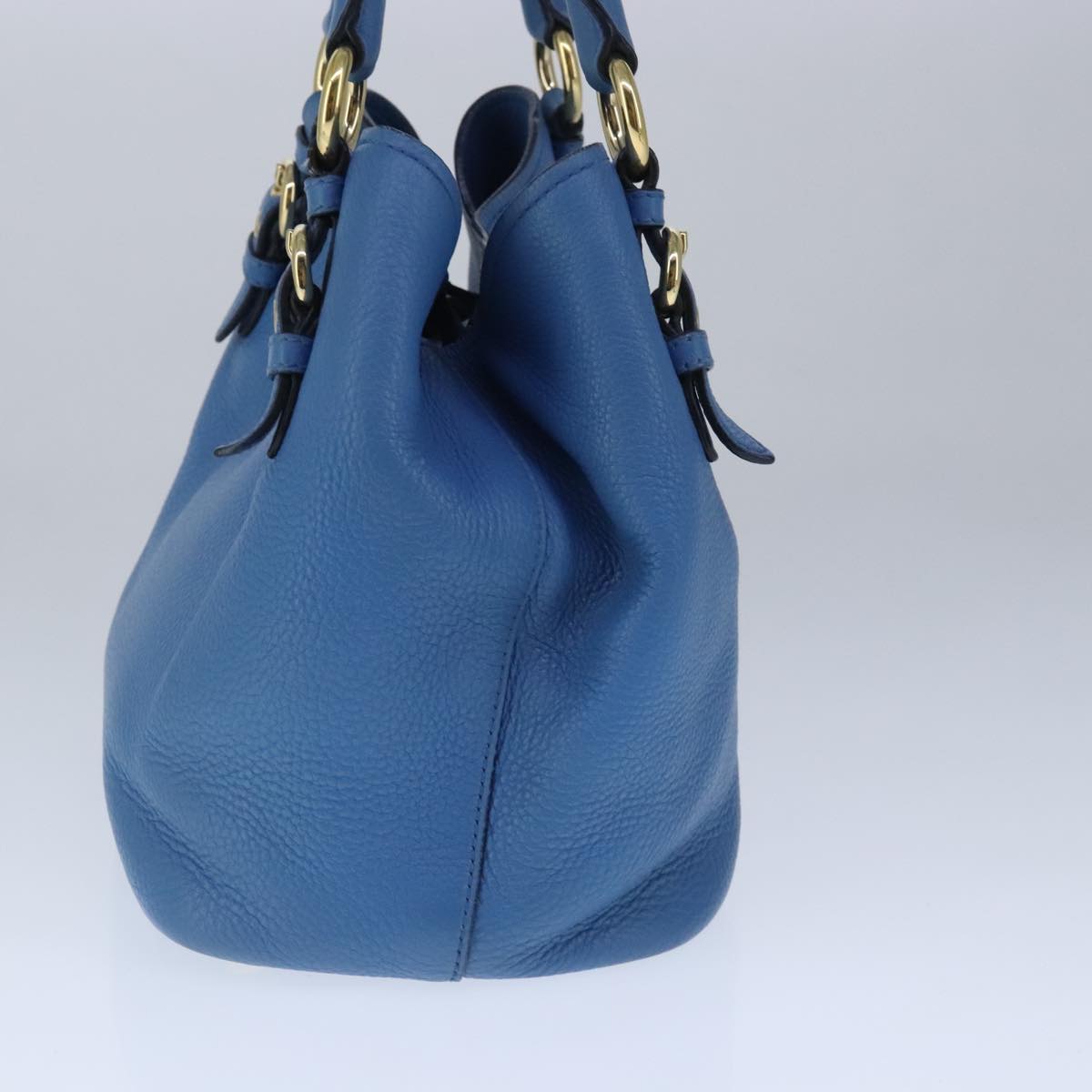 Miu Miu Hand Bag Leather 2way Blue Gold Auth fm4163