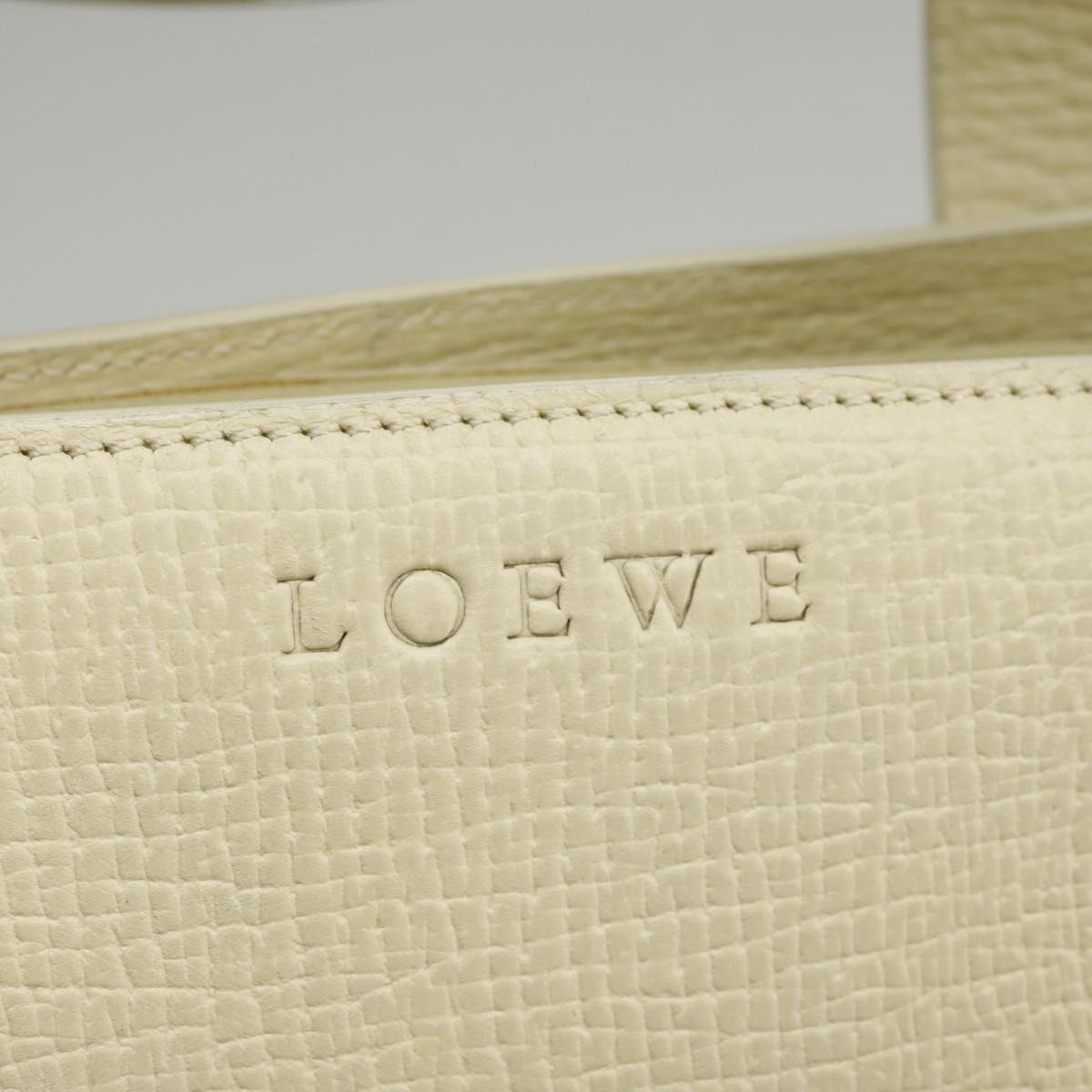 LOEWE Heritage Tote Bag Leather White Auth fm4165