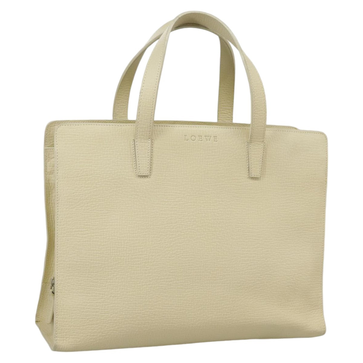 LOEWE Heritage Tote Bag Leather White Auth fm4165