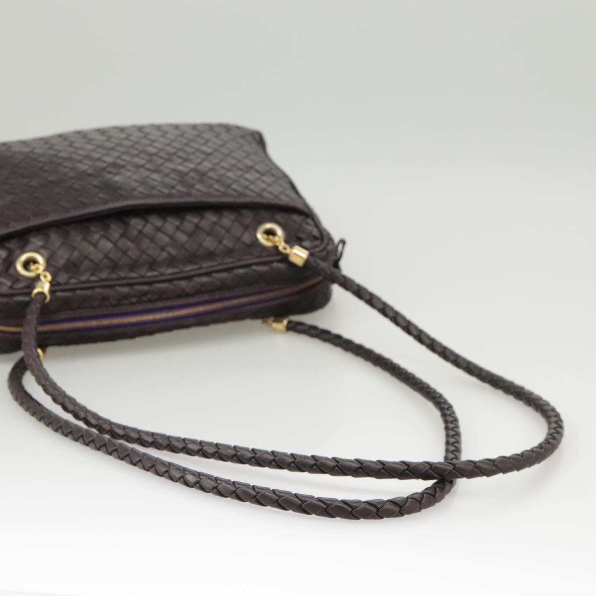 BOTTEGAVENETA INTRECCIATO Shoulder Bag Leather Purple Auth fm4166