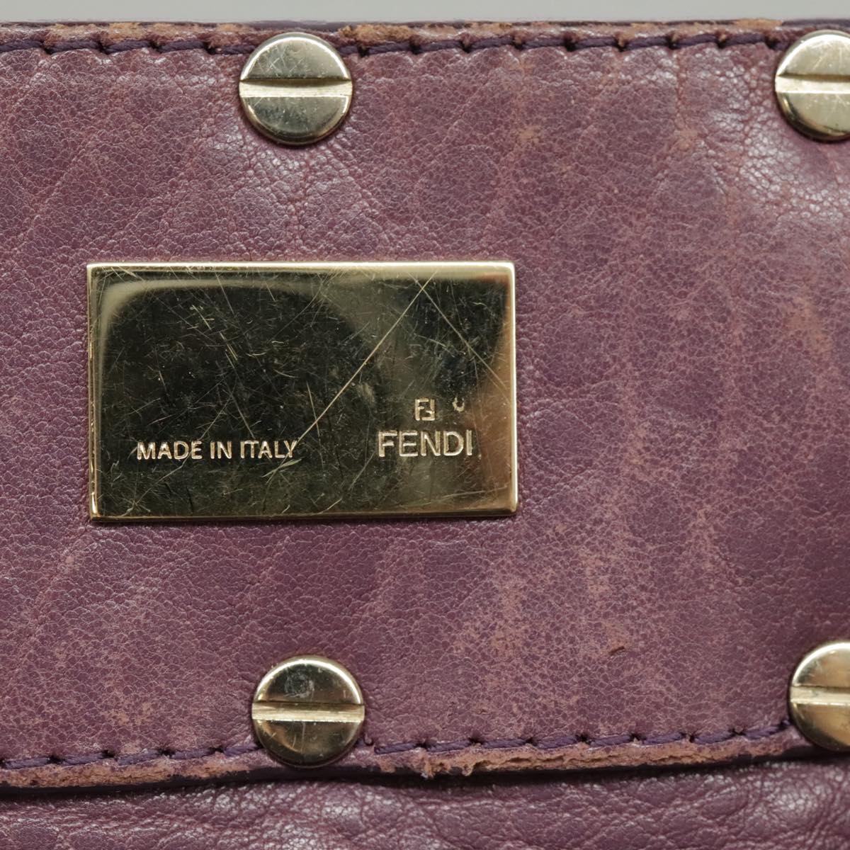 FENDI Hand Bag Leather Purple 8BR615 Auth fm4167