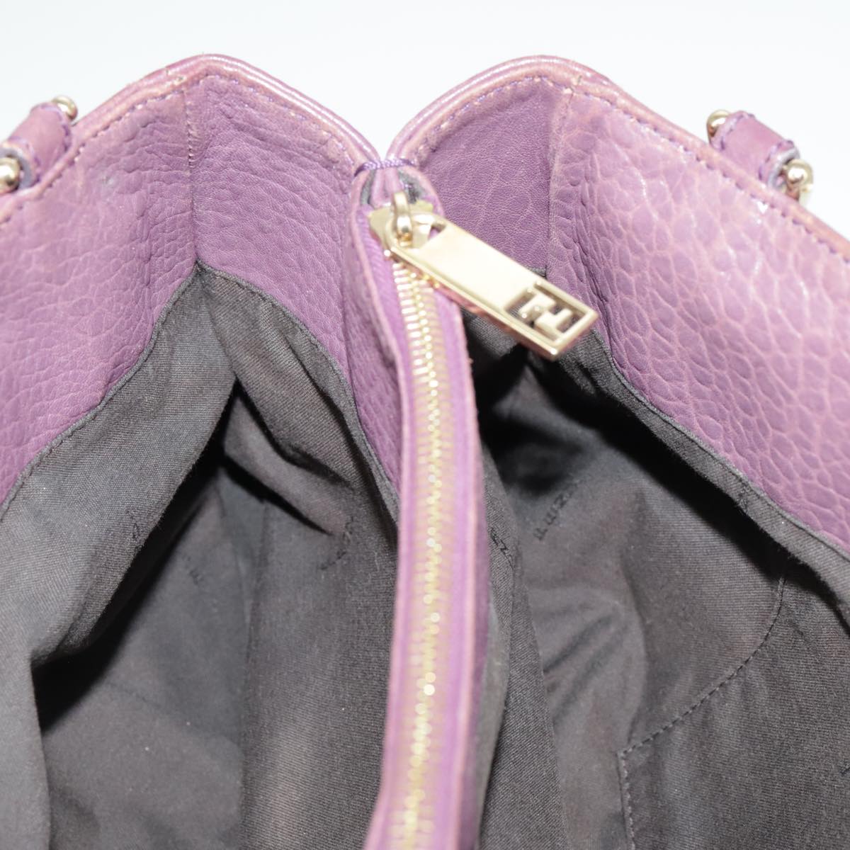 FENDI Hand Bag Leather Purple 8BR615 Auth fm4167