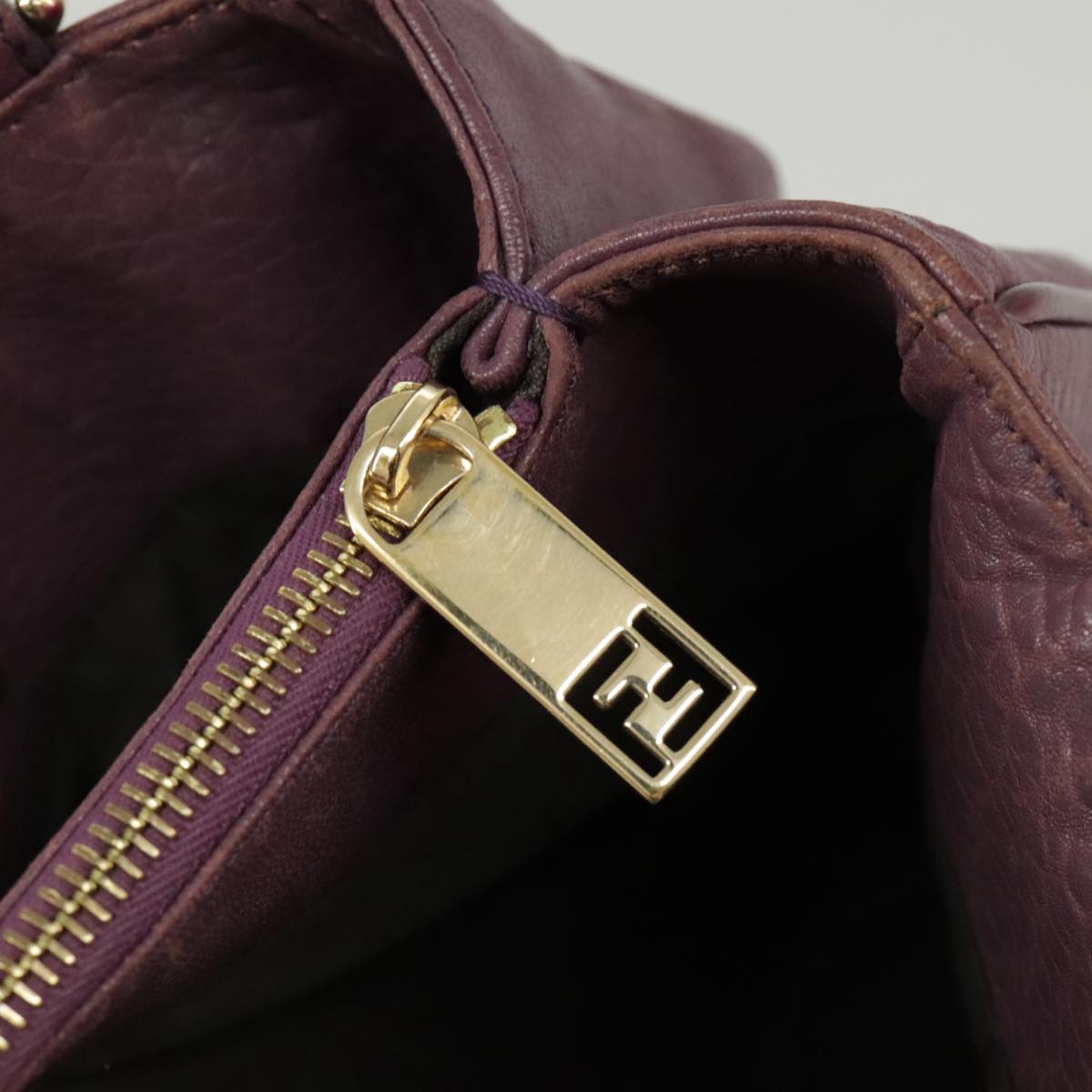 FENDI Hand Bag Leather Purple 8BR615 Auth fm4167