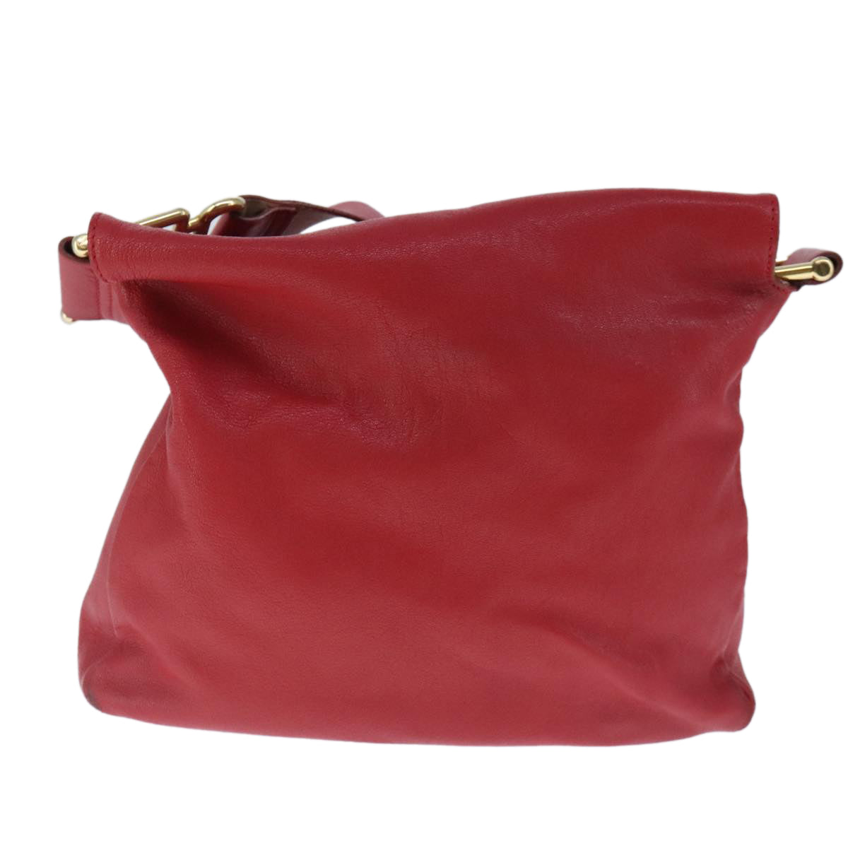 Chloe Paddington Shoulder Bag Leather Red Gold Auth fm4172