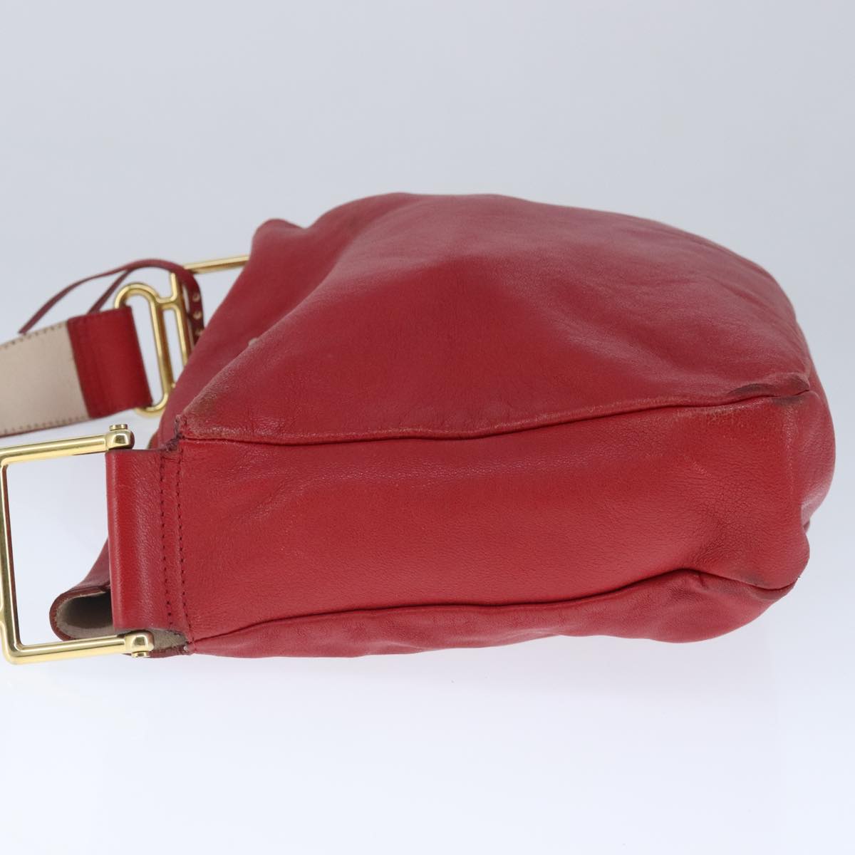 Chloe Paddington Shoulder Bag Leather Red Gold Auth fm4172