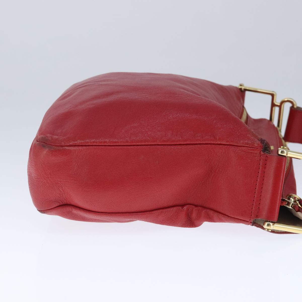 Chloe Paddington Shoulder Bag Leather Red Gold Auth fm4172