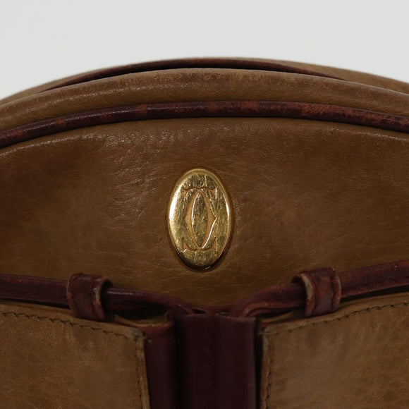 CARTIER Must Line Shoulder Bag Leather Yellow Gold Auth fm4175