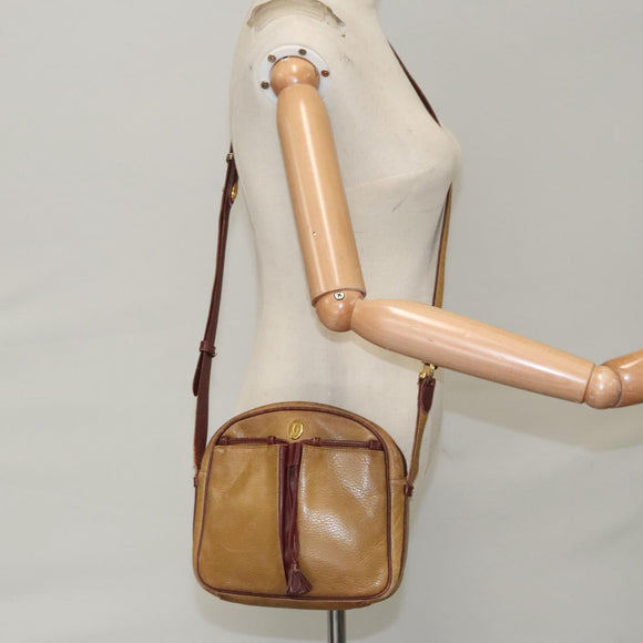 CARTIER Must Line Shoulder Bag Leather Yellow Gold Auth fm4175