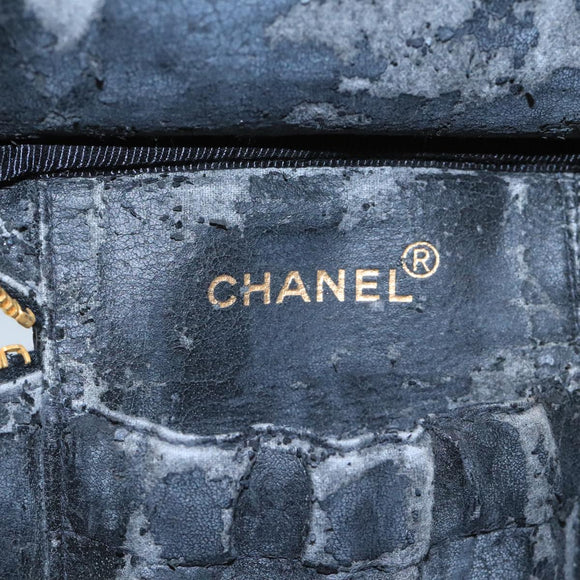 CHANEL Bicolore Vanity Cosmetic Pouch Caviar Skin Black Gold CC Auth fm4192