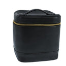 CHANEL Bicolore Vanity Cosmetic Pouch Caviar Skin Black Gold CC Auth fm4192-1