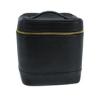 CHANEL Bicolore Vanity Cosmetic Pouch Caviar Skin Black Gold CC Auth fm4192-13