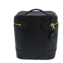 CHANEL Bicolore Vanity Cosmetic Pouch Caviar Skin Black Gold CC Auth fm4192-2