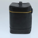 CHANEL Bicolore Vanity Cosmetic Pouch Caviar Skin Black Gold CC Auth fm4192-3