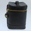 CHANEL Bicolore Vanity Cosmetic Pouch Caviar Skin Black Gold CC Auth fm4192-4