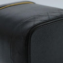 CHANEL Bicolore Vanity Cosmetic Pouch Caviar Skin Black Gold CC Auth fm4192-14