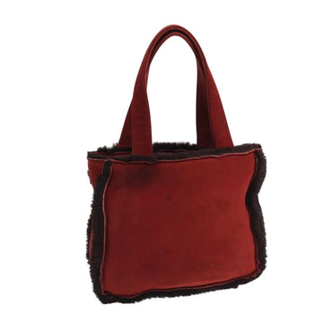 CHANEL Tote Bag Mouton Red Brown CC Auth fm4194