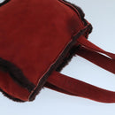 CHANEL Tote Bag Mouton Red Brown CC Auth fm4194-6