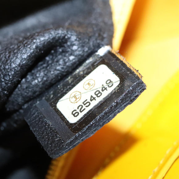 CHANEL Tote Bag Enamel Yellow CC Auth fm4195