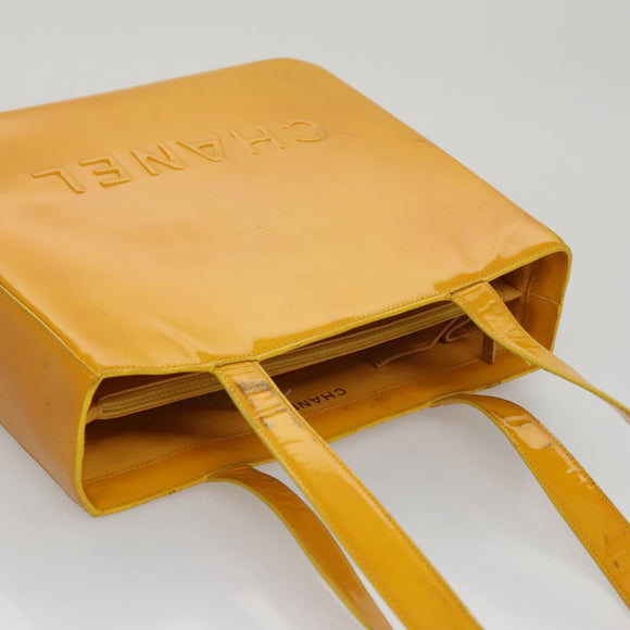 CHANEL Tote Bag Enamel Yellow CC Auth fm4195